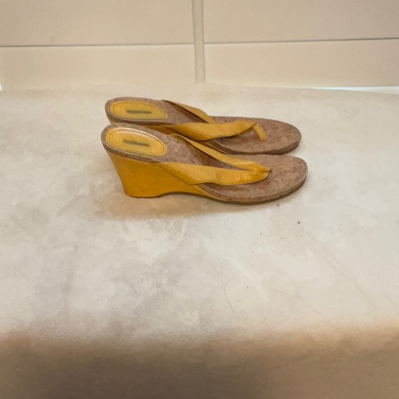 Yellow and Brown Sandals with Cork Footbed - Picture 2 of 8